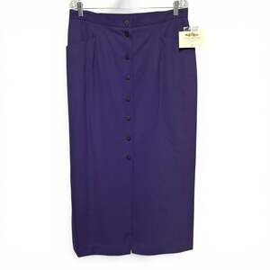 Susan Bristol Vintage Wool Button Midi Skirt Purple 16